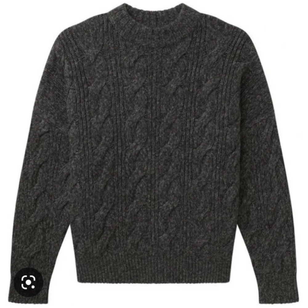 NWT Naadam Cable Knit Crewneck Sweater Wool Cashmere Gray Sz S